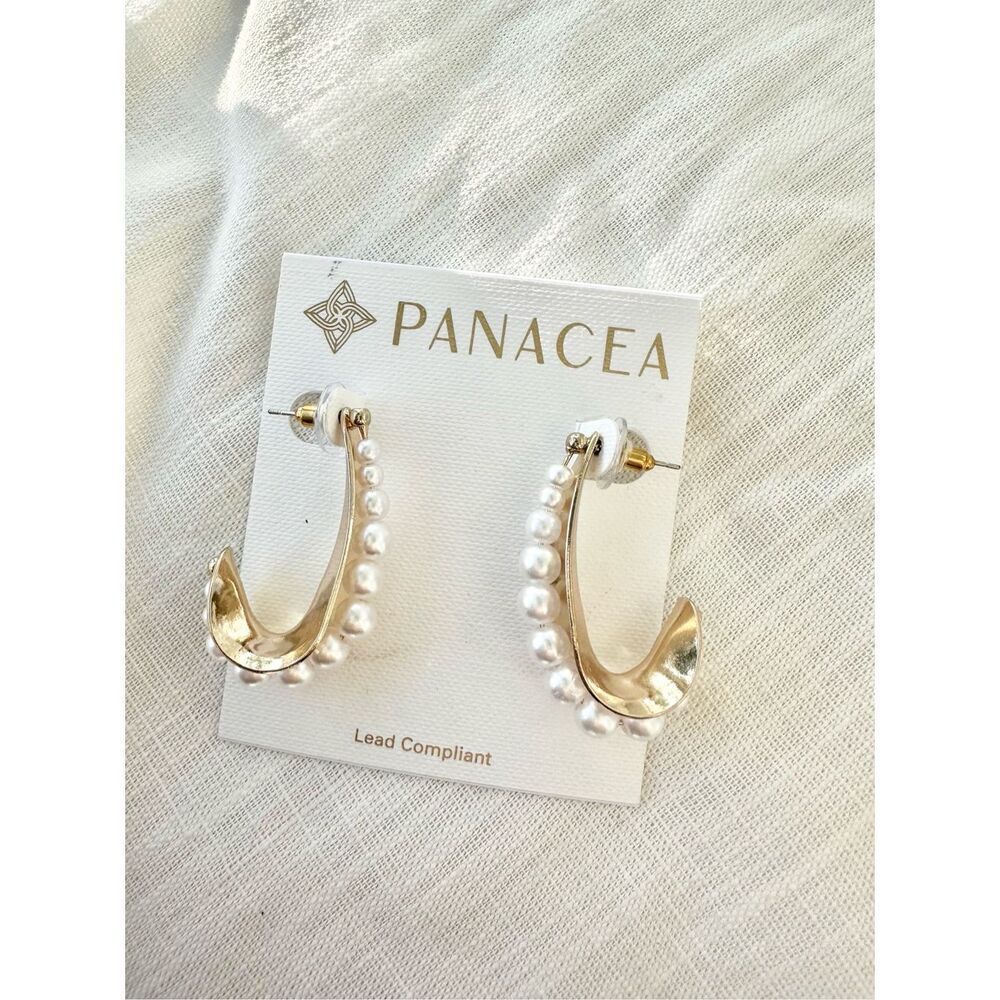 Panacea Gold Faux Pearl Dangle Earrings | Nwt